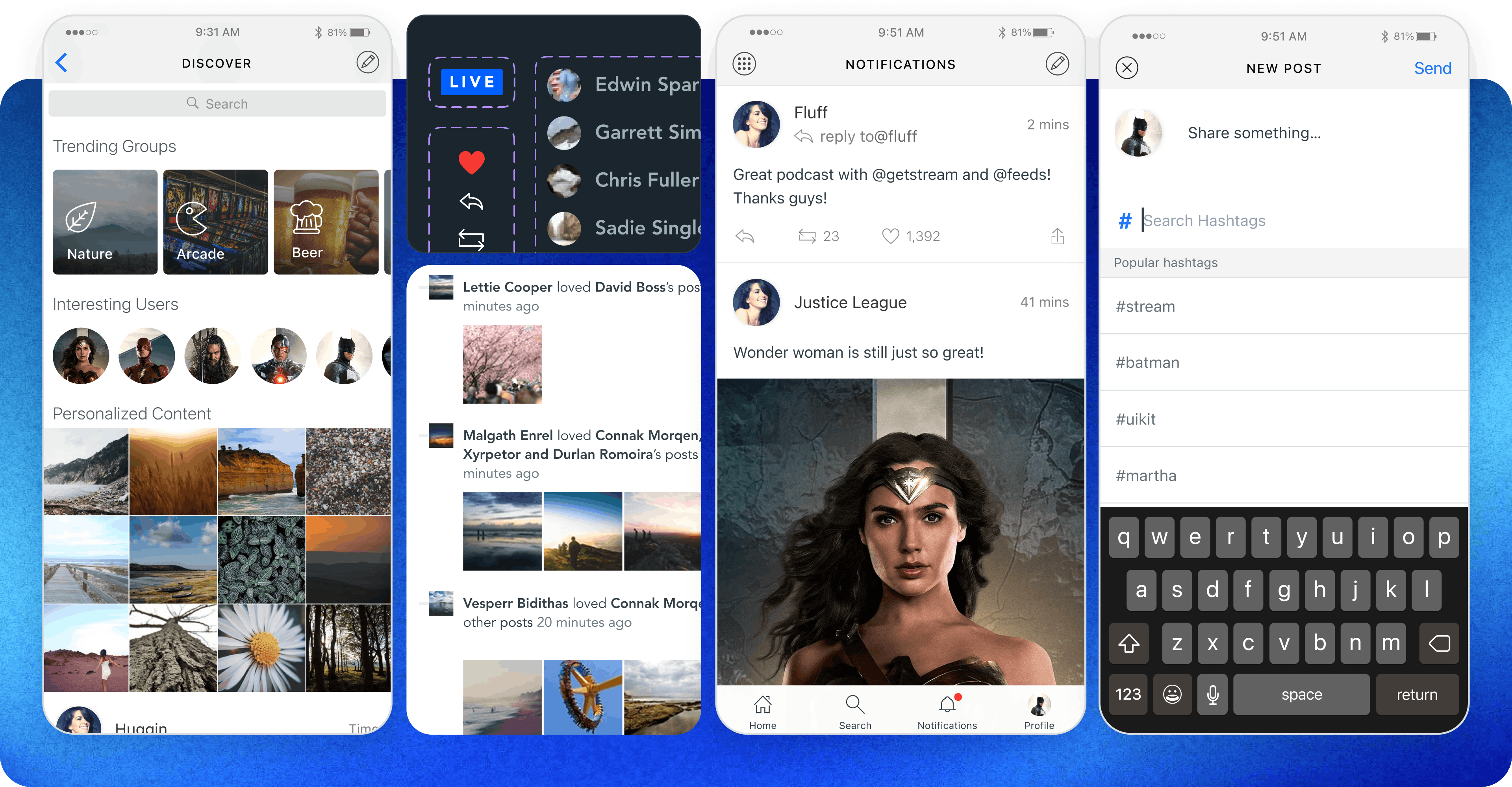 example of the activity feeds ui kit mockup